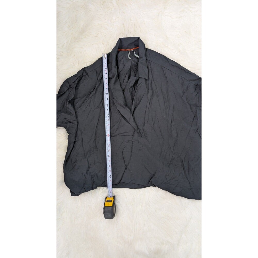 Anthropologie Plus 2X Black Oversized Crinkled Asymmetric Drape Shawl Top Blouse - Picture 5 of 13